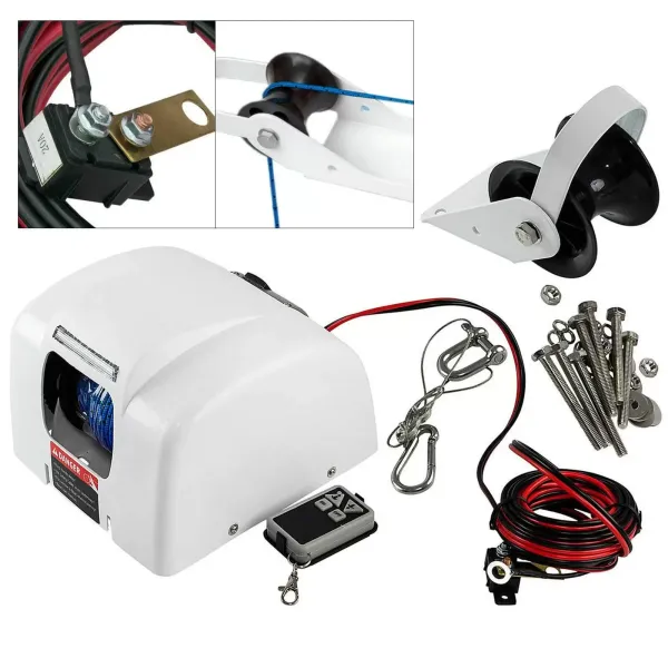 Molinete eléctrico 12V con cabrestante de Barco de Control Remoto Agua Salada para Anclas de hasta 45 Libras Molinete eléctrico 12V con cabrestante de Barco de Control Remoto Agua Salada para Anclas de hasta 45 Libras