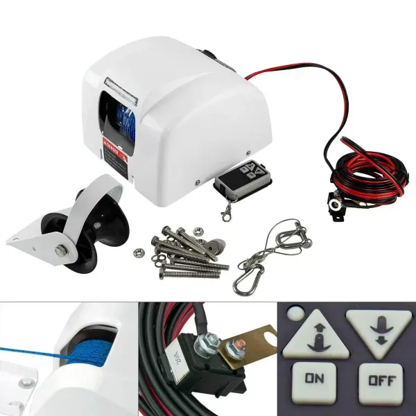 Molinete eléctrico 12V con cabrestante de Barco de Control Remoto Agua Salada para Anclas de hasta 45 Libras Molinete eléctrico 12V con cabrestante de Barco de Control Remoto Agua Salada para Anclas de hasta 45 Libras