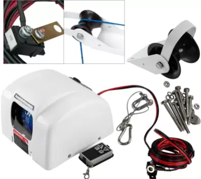 Molinete eléctrico 12V con cabrestante de Barco de Control Remoto Agua Salada para Anclas de hasta 45 Libras