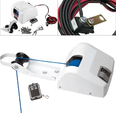Molinete eléctrico 12V con cabrestante de Barco de Control Remoto Agua Salada para Anclas de hasta 45 Libras