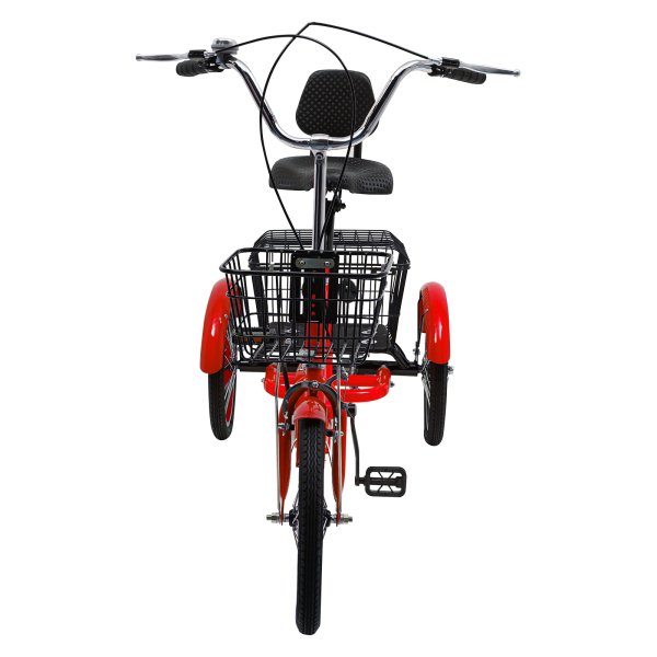 Triciclos para adultos, Bicicletas de 3 ruedas con cestas, Altura ajustable, Máx Capacidad de carga total: 150kg, Rojo