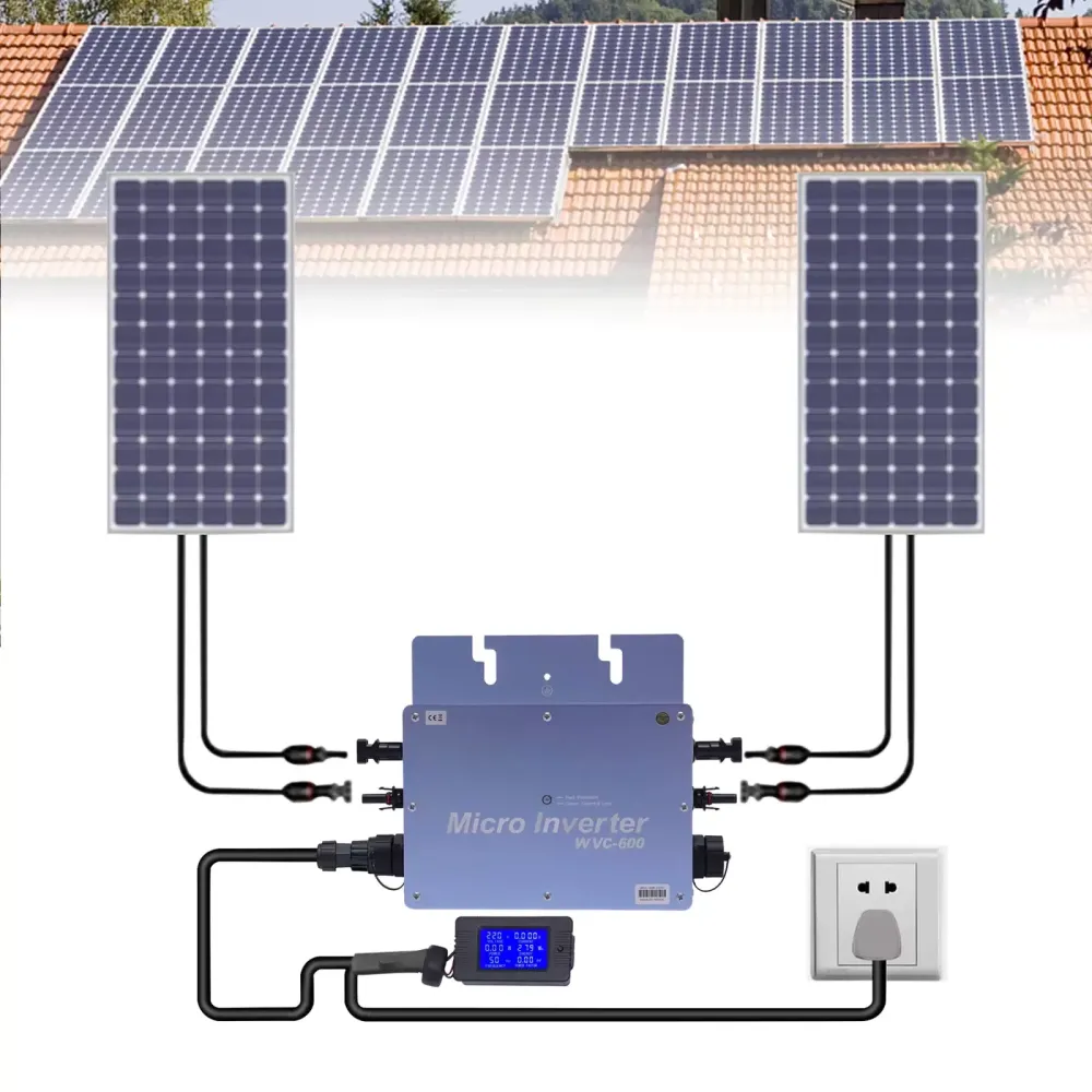 Inversor de corriente WVC-600W LCD Grid Tie Micro Inversor, resistente al agua, IP65, panel solar, central de balcón, MPPT, sistema fotovoltaico