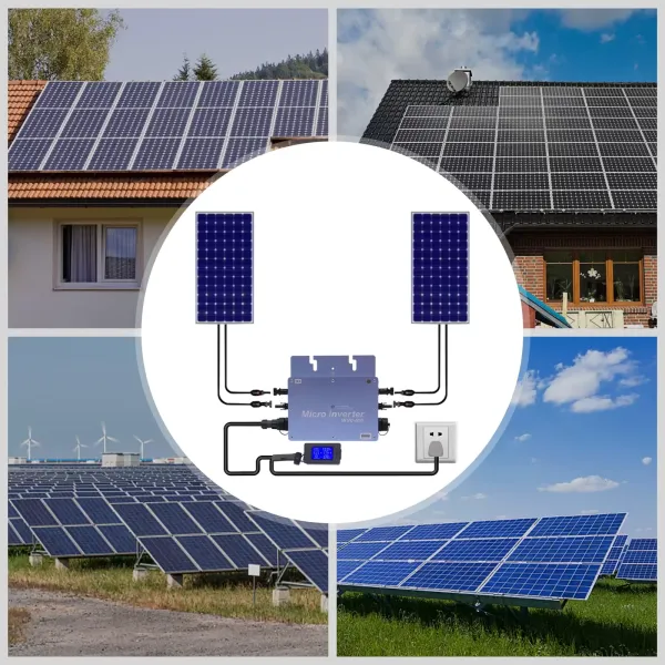 Inversor de corriente WVC-600W LCD Grid Tie Micro Inversor, resistente al agua, IP65, panel solar, central de balcón, MPPT, sistema fotovoltaico