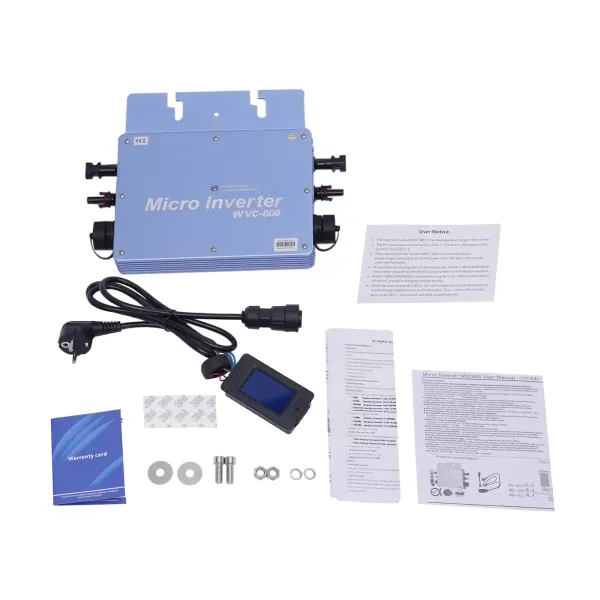 Inversor de corriente WVC-600W LCD Grid Tie Micro Inversor, resistente al agua, IP65, panel solar, central de balcón, MPPT, sistema fotovoltaico