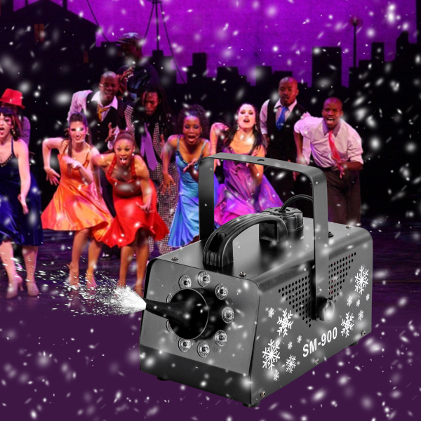 Máquina de nieve 900 W con 9 luces LED RGB, máquina de nieve con mando a distancia inalámbrico, para bodas, fiestas Máquina de nieve 900 W con 9 luces LED RGB, máquina de nieve con mando a distancia inalámbrico, para bodas, fiestas